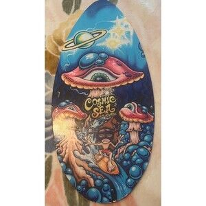 Groovy Mushroom Cosmic Sea Custom Painted Skim Board by Drew Brophy